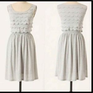 Anthropologie Deletta Grey/ Silver Scalloped Sleeveless Dress